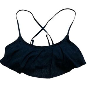SO Bikini Top Black Ruffle Lace Overlay Size XS NEW